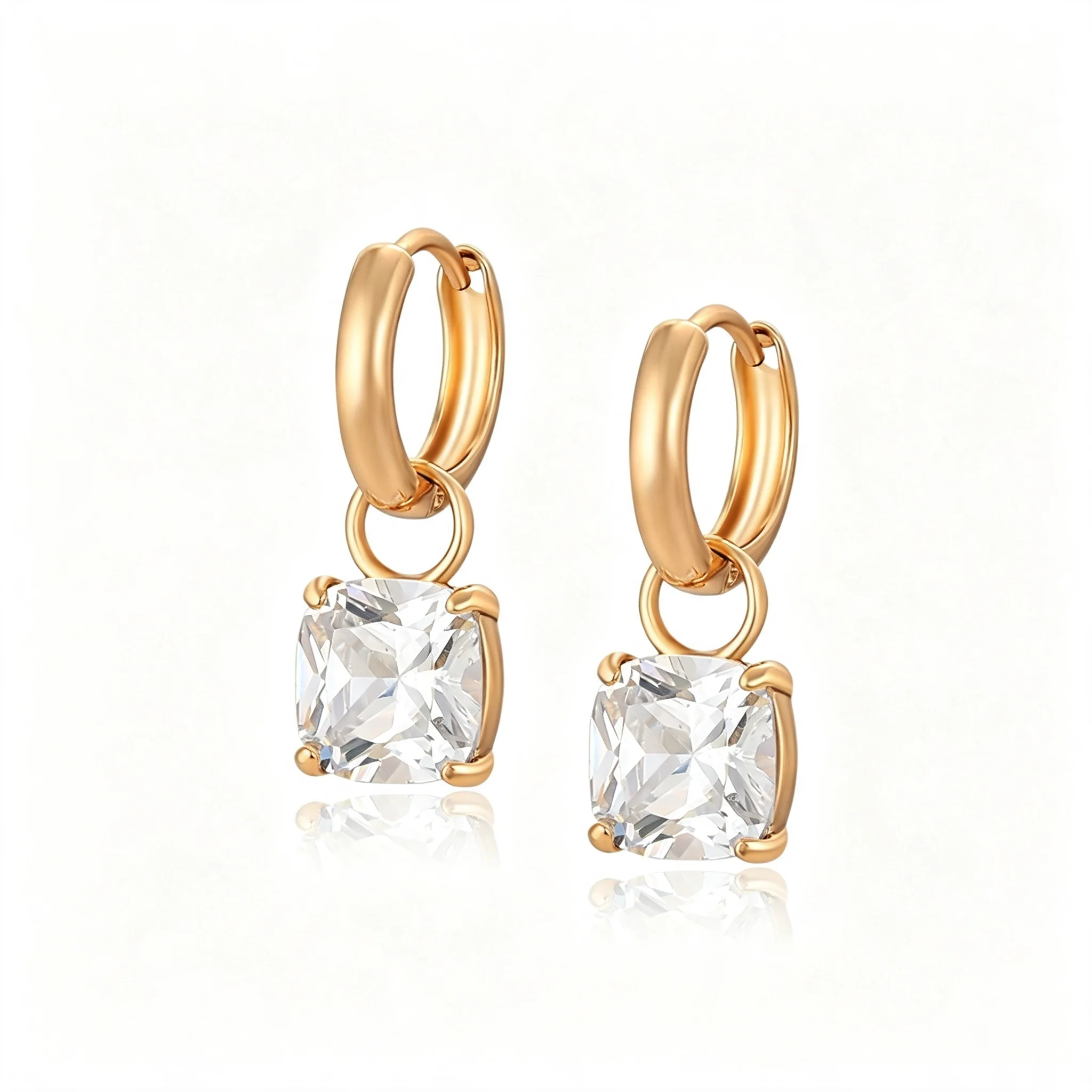 Xuping Jewelry Fashion Hot Sale Square Stone Hoop Earring with Gold Color for Women Party Gift S00145499