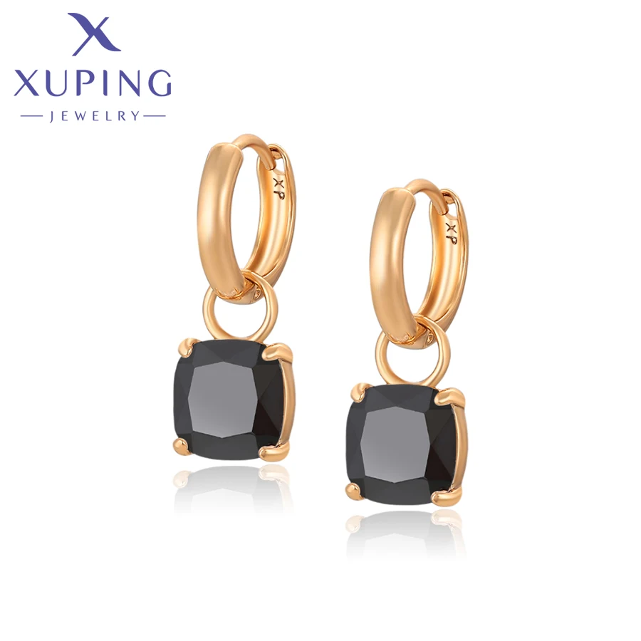 Xuping Jewelry Fashion Hot Sale Square Stone Hoop Earring with Gold Color for Women Party Gift S00145499