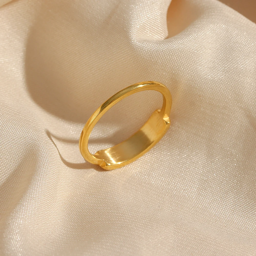 E.B.belle New Stainless Steel Tarnish Free Jewelry Natural Shell Ring Thin Small Size White Rings For Woman Ladies Elegant Ring