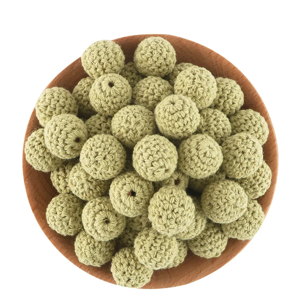 Kovict 100Pcs 16/20MM Wooden Crochet Beads Round DIY For Jewelry Making Necklace Bracelet Earrings Etc Handmade Accessories
