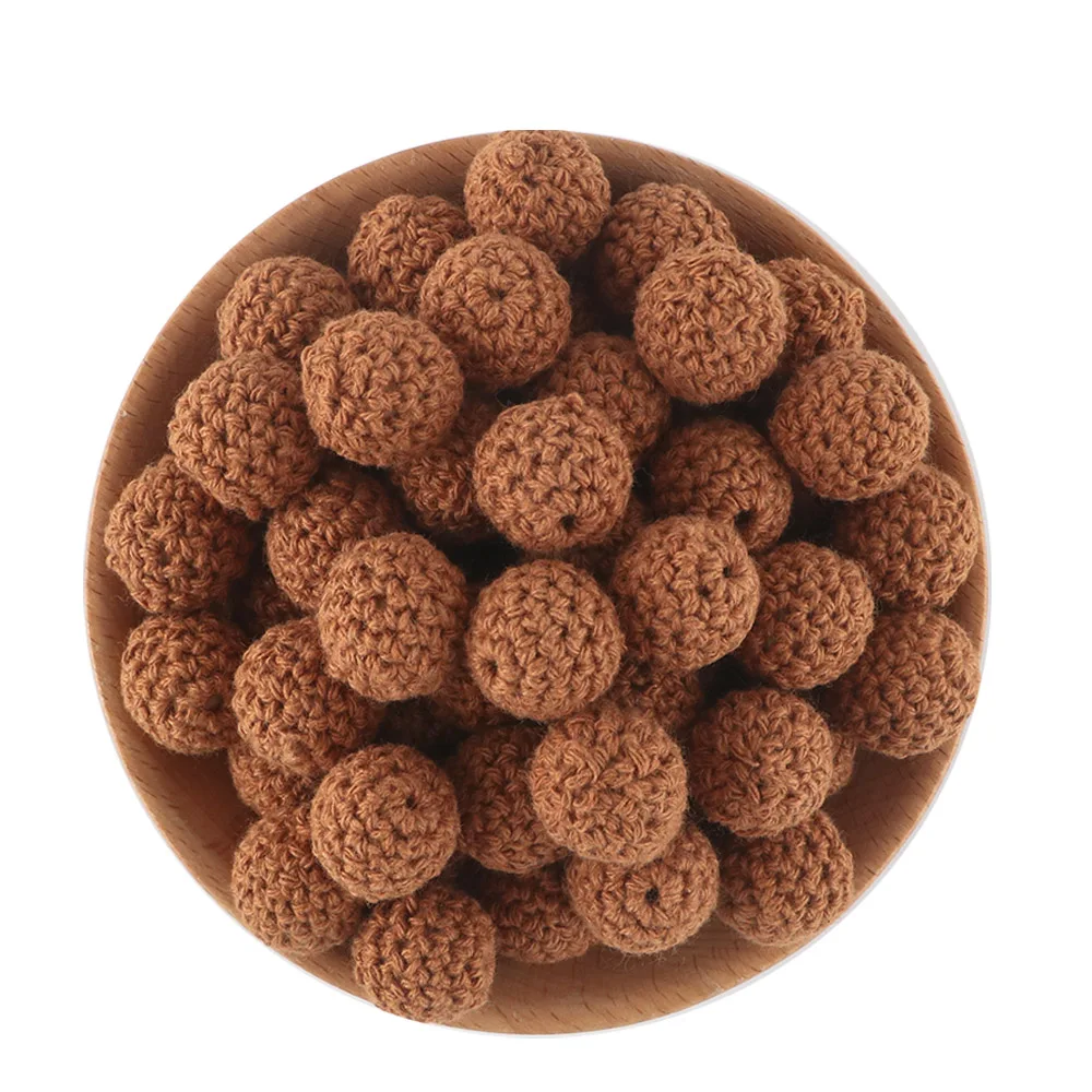 Kovict 100Pcs 16/20MM Wooden Crochet Beads Round DIY For Jewelry Making Necklace Bracelet Earrings Etc Handmade Accessories