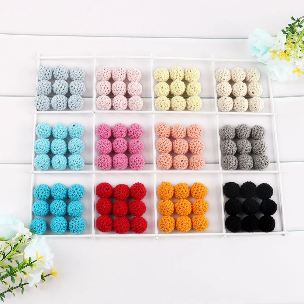 Kovict 100Pcs 16/20MM Wooden Crochet Beads Round DIY For Jewelry Making Necklace Bracelet Earrings Etc Handmade Accessories