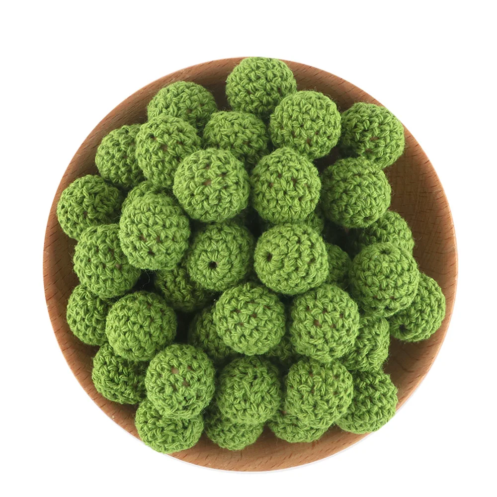 Kovict 100Pcs 16/20MM Wooden Crochet Beads Round DIY For Jewelry Making Necklace Bracelet Earrings Etc Handmade Accessories