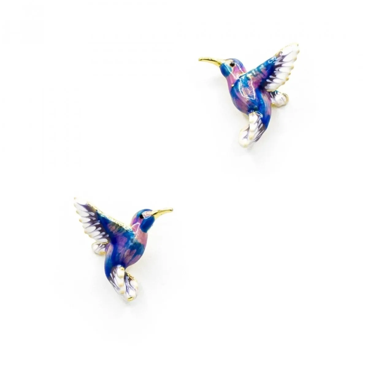 Cute Hummingbird Shape Oil Drop Earrings New Fashion Temperament Silver Needle Earrings Niche Design Green Purple Jewelry