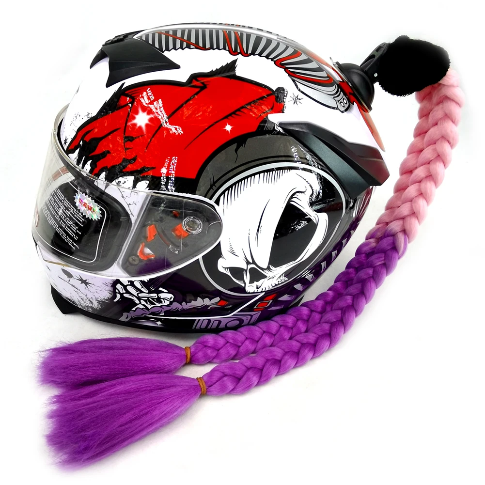 New Arrival Helmet Braid Motorcycle Motorbike Woman Helmet Braids 24" With Twist Sucker Dual Pigtail Ponytail Braids For Helmet