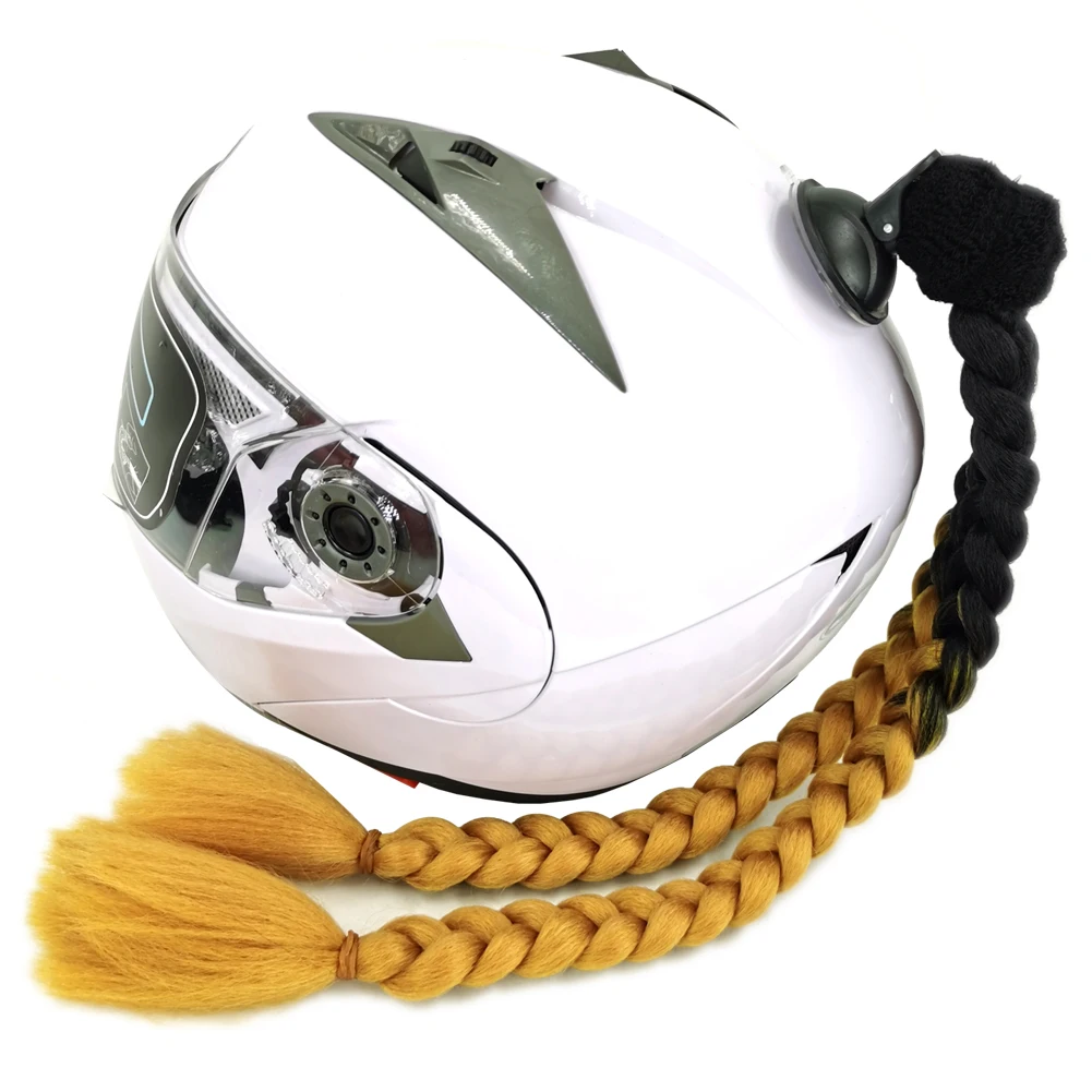 New Arrival Helmet Braid Motorcycle Motorbike Woman Helmet Braids 24" With Twist Sucker Dual Pigtail Ponytail Braids For Helmet