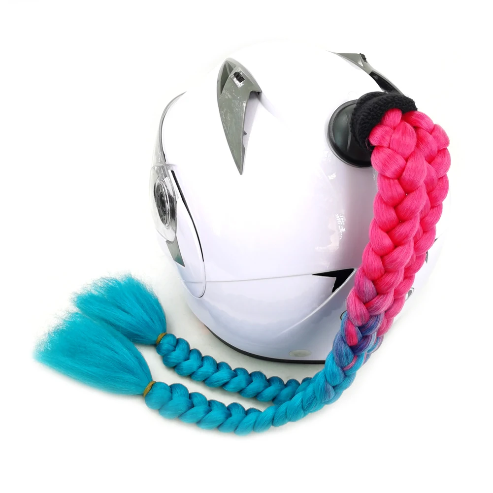 New Arrival Helmet Braid Motorcycle Motorbike Woman Helmet Braids 24" With Twist Sucker Dual Pigtail Ponytail Braids For Helmet