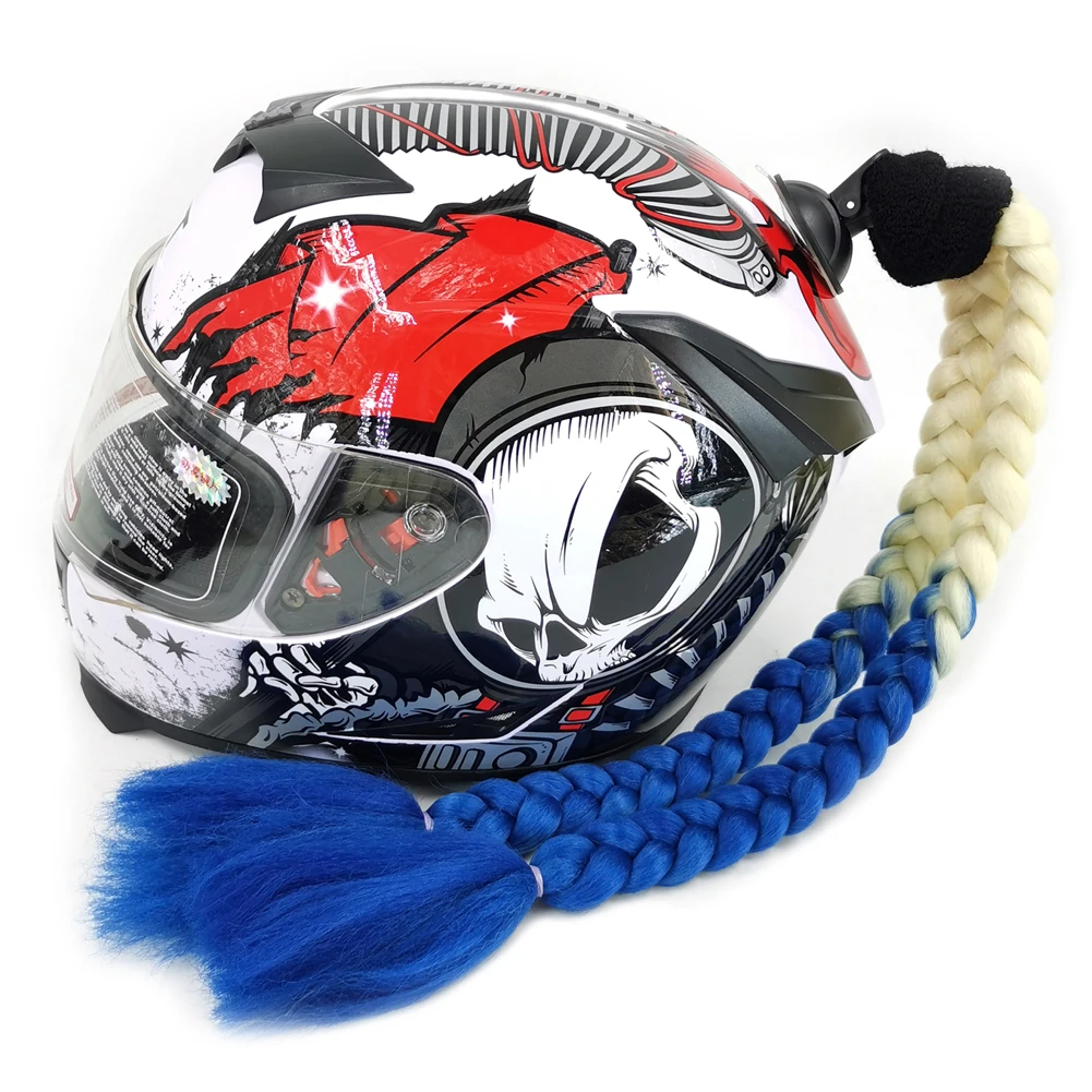 New Arrival Helmet Braid Motorcycle Motorbike Woman Helmet Braids 24" With Twist Sucker Dual Pigtail Ponytail Braids For Helmet