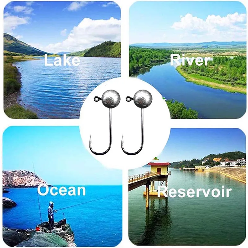 10pcs/lot Jig Head Fishing Hook 1g 2g 3.5g 5g 7g 10g Round Ball Jig Head Fishhook Soft Worm Fishing Accessories