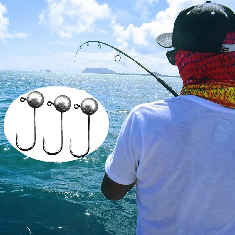 10pcs/lot Jig Head Fishing Hook 1g 2g 3.5g 5g 7g 10g Round Ball Jig Head Fishhook Soft Worm Fishing Accessories