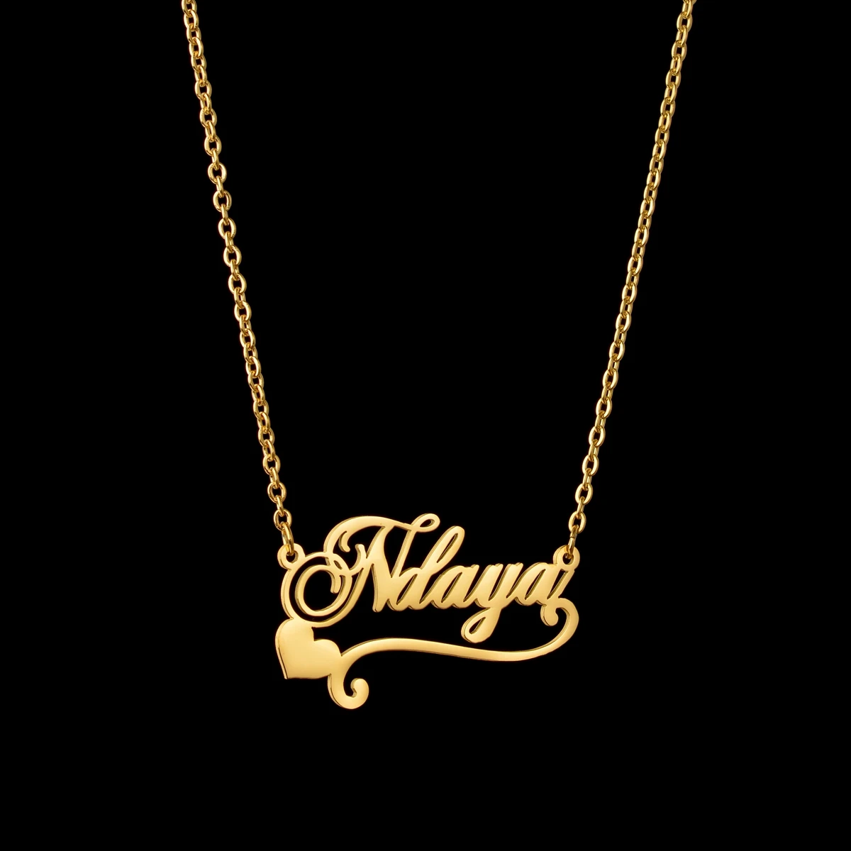 Atoztide New Custom Name Necklaces Personalized Fashion Stainless Steel Bottom Decoration Pendant Heart Letter for Women Jewelry