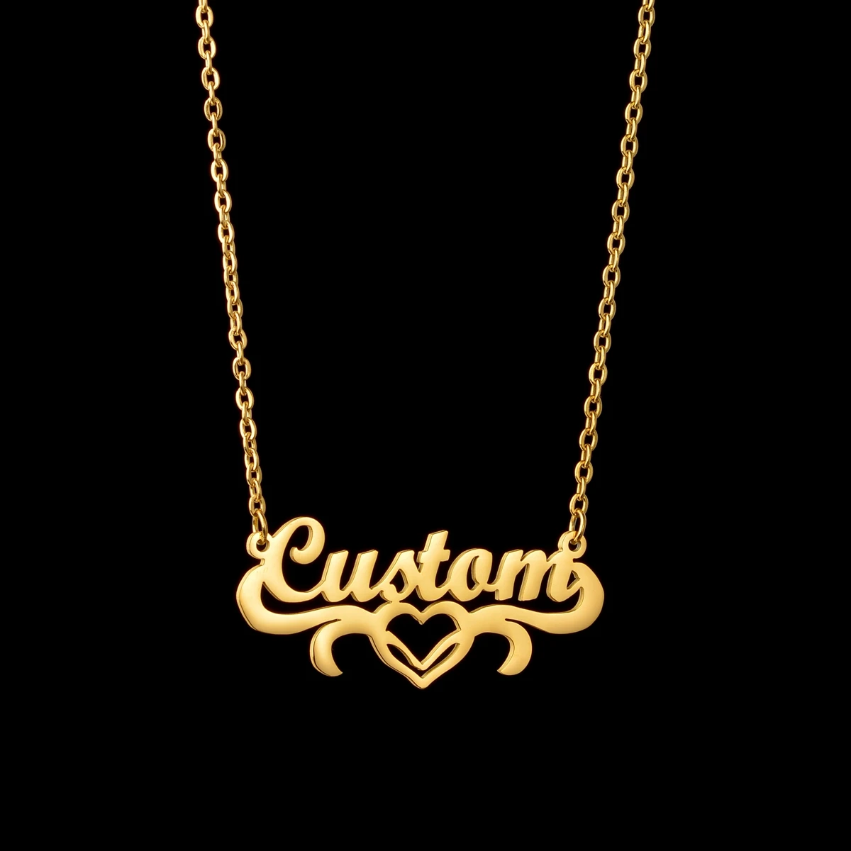 Atoztide New Custom Name Necklaces Personalized Fashion Stainless Steel Bottom Decoration Pendant Heart Letter for Women Jewelry