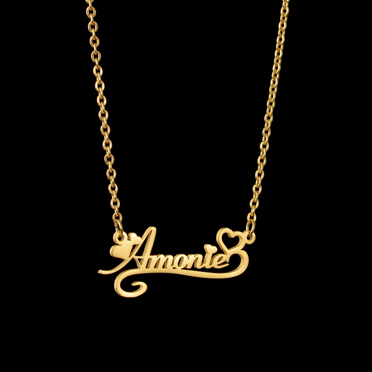 Atoztide New Custom Name Necklaces Personalized Fashion Stainless Steel Bottom Decoration Pendant Heart Letter for Women Jewelry