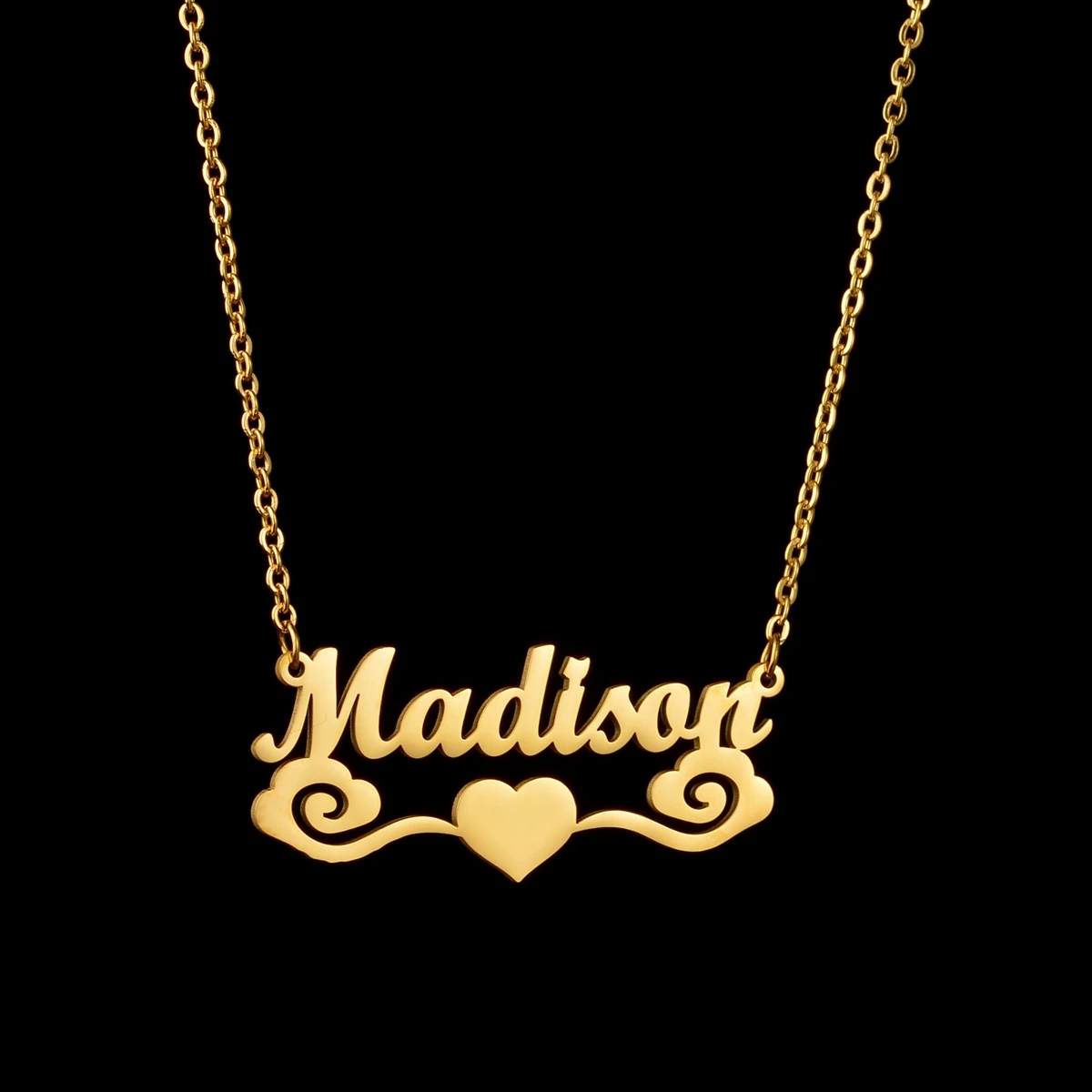 Atoztide New Custom Name Necklaces Personalized Fashion Stainless Steel Bottom Decoration Pendant Heart Letter for Women Jewelry