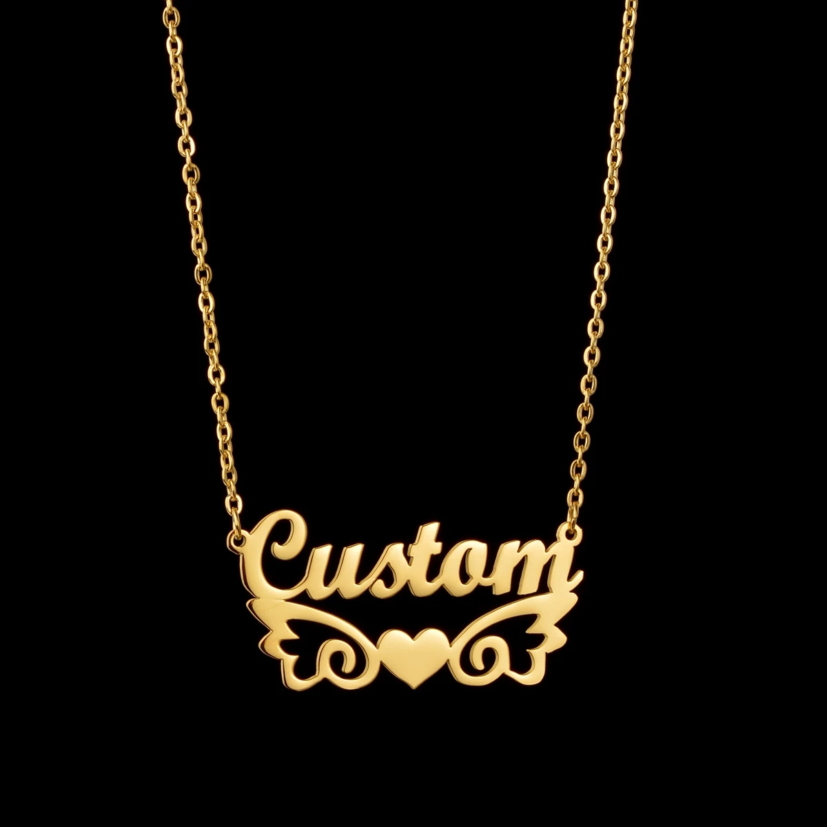 Atoztide New Custom Name Necklaces Personalized Fashion Stainless Steel Bottom Decoration Pendant Heart Letter for Women Jewelry