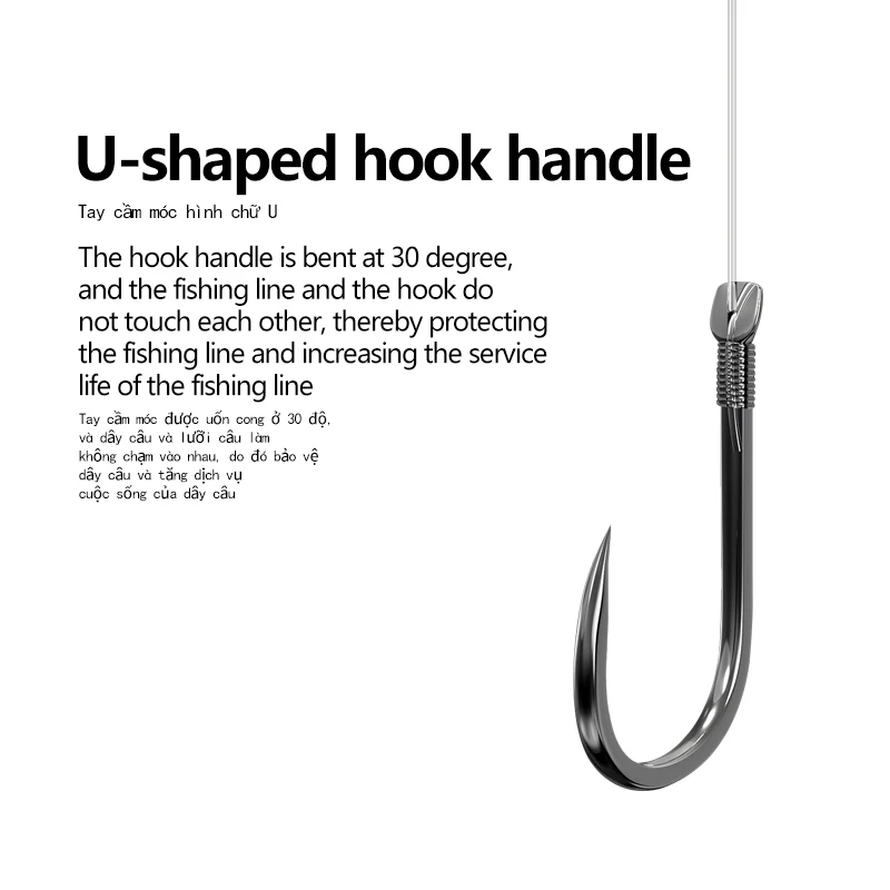 10Bags=100PCS Stainless Steel Hooks+5 Float Seat Shallow Water Non-Brab Hooks Lake Carp Fishing Hooks Tools(Jinxiu Non-Brab)