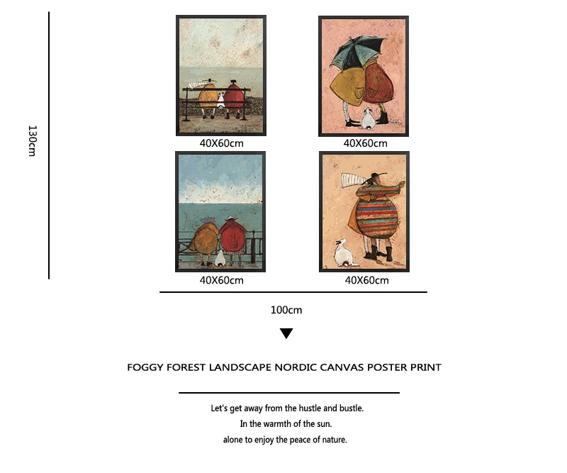 Vintage Nordic Abstract Landscape Love Dogs Pet Canvas Wall Art Paintings Posters and Prints Pictures Living Room Home Decor