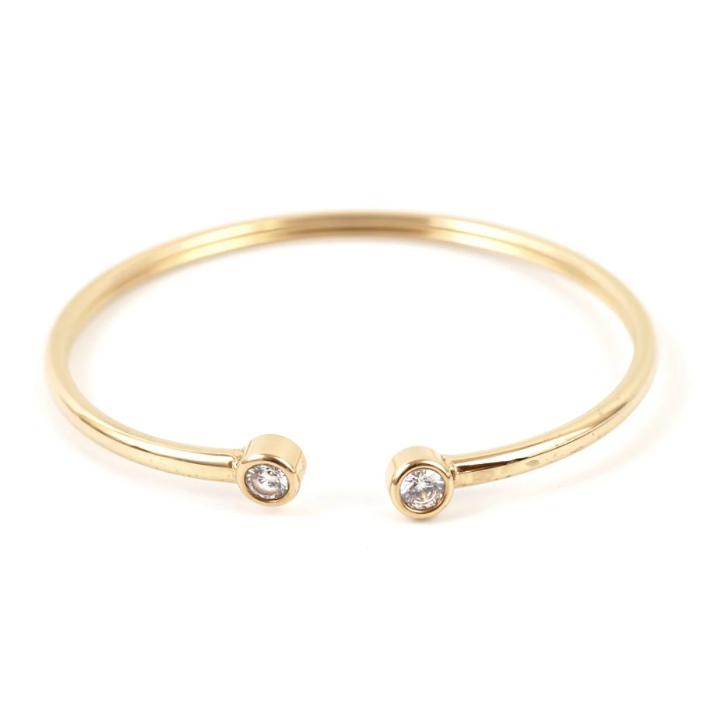 Stainless Steel Bracelet Open Cuff Bangles for Women Gold Color Simple Luxury Jewelry Gift