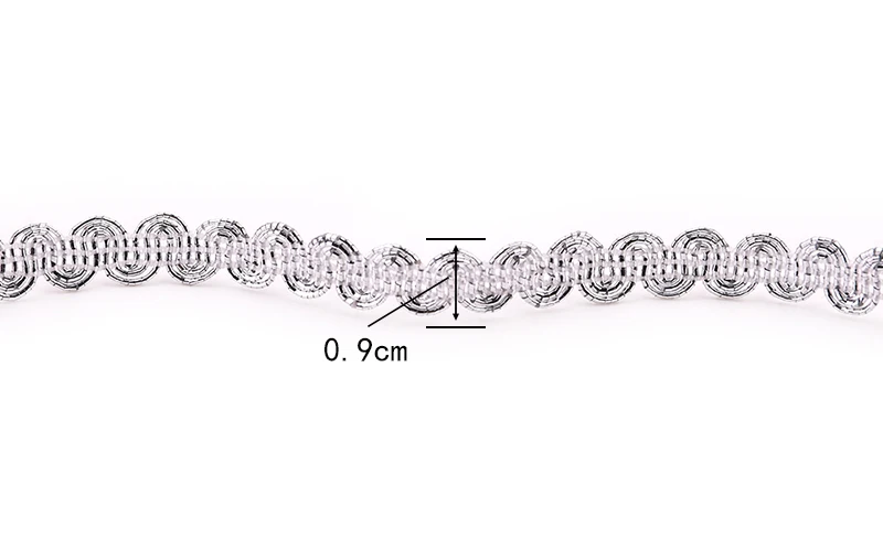 2Yards 0.9cm Golden Silver Wavy Lace Trim Ribbon Clothing Silk Headwear Home Textile Accessories Handmade Lace