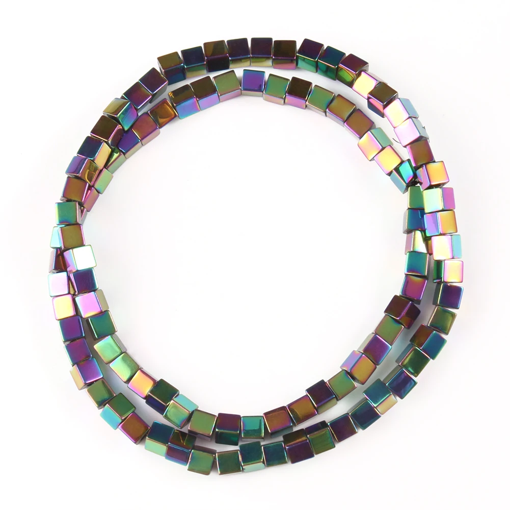 Wholesale Matte 18K Rose Gold Silver Color Hematite Beads Natural Stone for Jewelry Making Loose Spacer Square Beads DIY