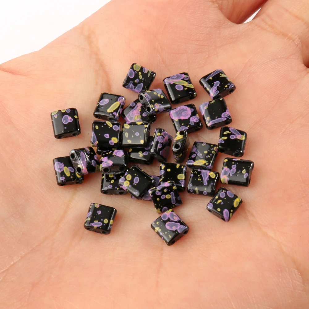 5*5*2mm Natural Stone Two Hole Paint Hematite Stone Mineral Loose Spacer Beads For Jewelry Making Diy Earrings Bracelet Necklace
