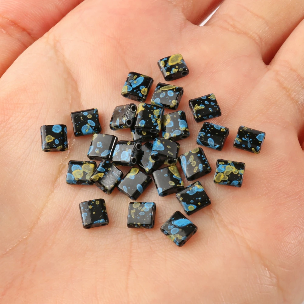 5*5*2mm Natural Stone Two Hole Paint Hematite Stone Mineral Loose Spacer Beads For Jewelry Making Diy Earrings Bracelet Necklace