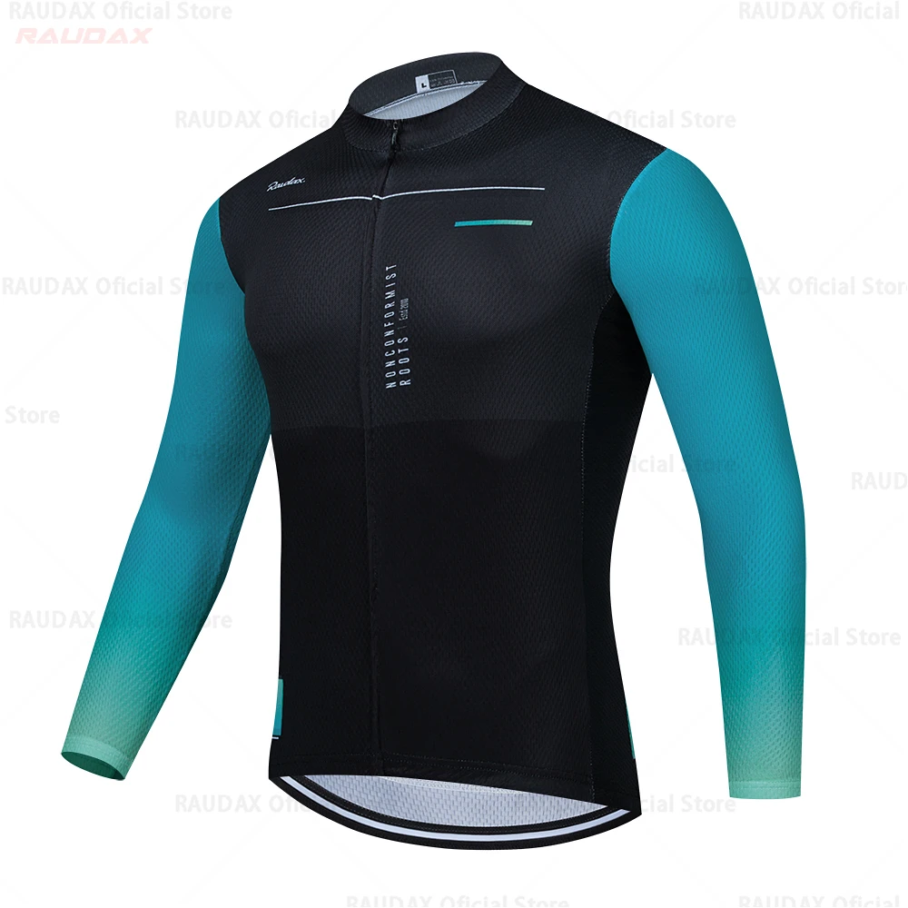RAUDAX 2026 Mens Long Sleeve Cycling Jersey Mtb Cycling Clothing Breathable Bicycle Maillot Ropa Ciclismo Sportwear Bike Clothes