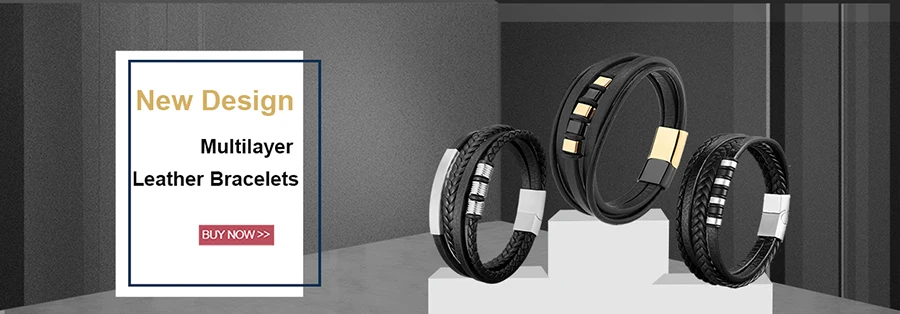 TYO New Fashion Braided Wrap Rope Black Leather Bracelets For Men Simple Stainless Steel Charm Vintage Bangles Jewelry Gift