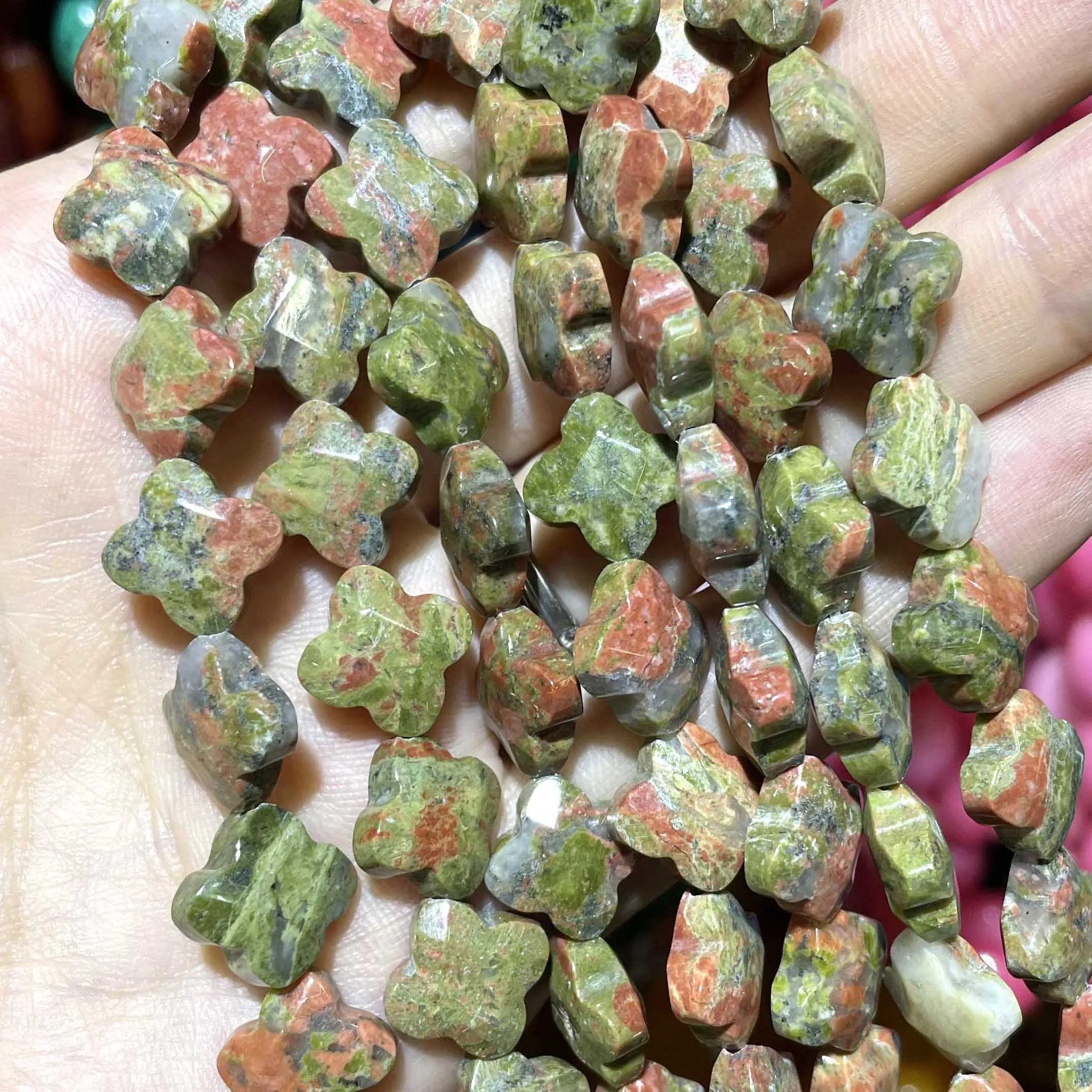 Faceted Natural Clover Tiger Eye Agates Chalcedony Quartz Stone Spacer Loose Beads Pendants Handmade For Charm Jewelry Making