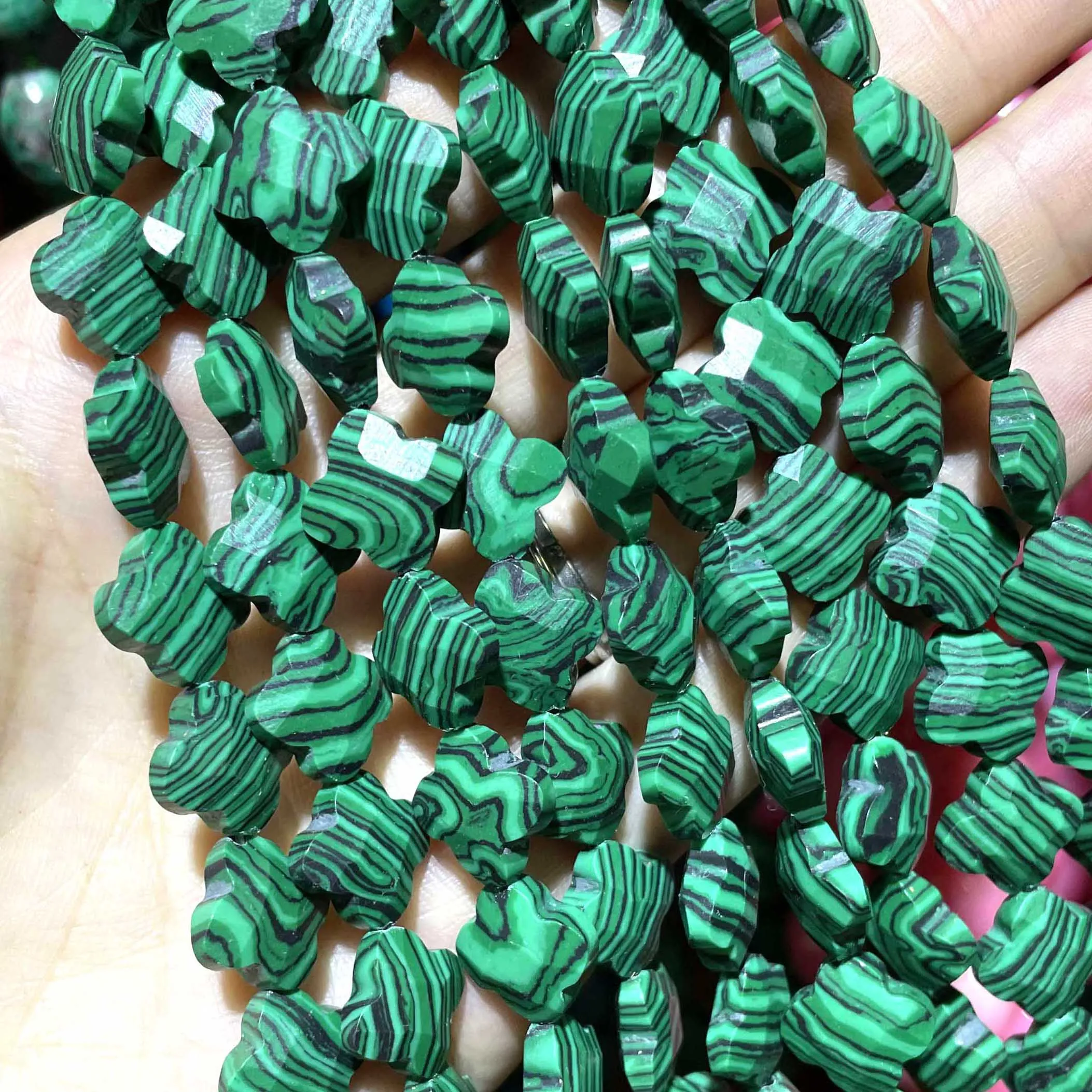 Faceted Natural Clover Tiger Eye Agates Chalcedony Quartz Stone Spacer Loose Beads Pendants Handmade For Charm Jewelry Making