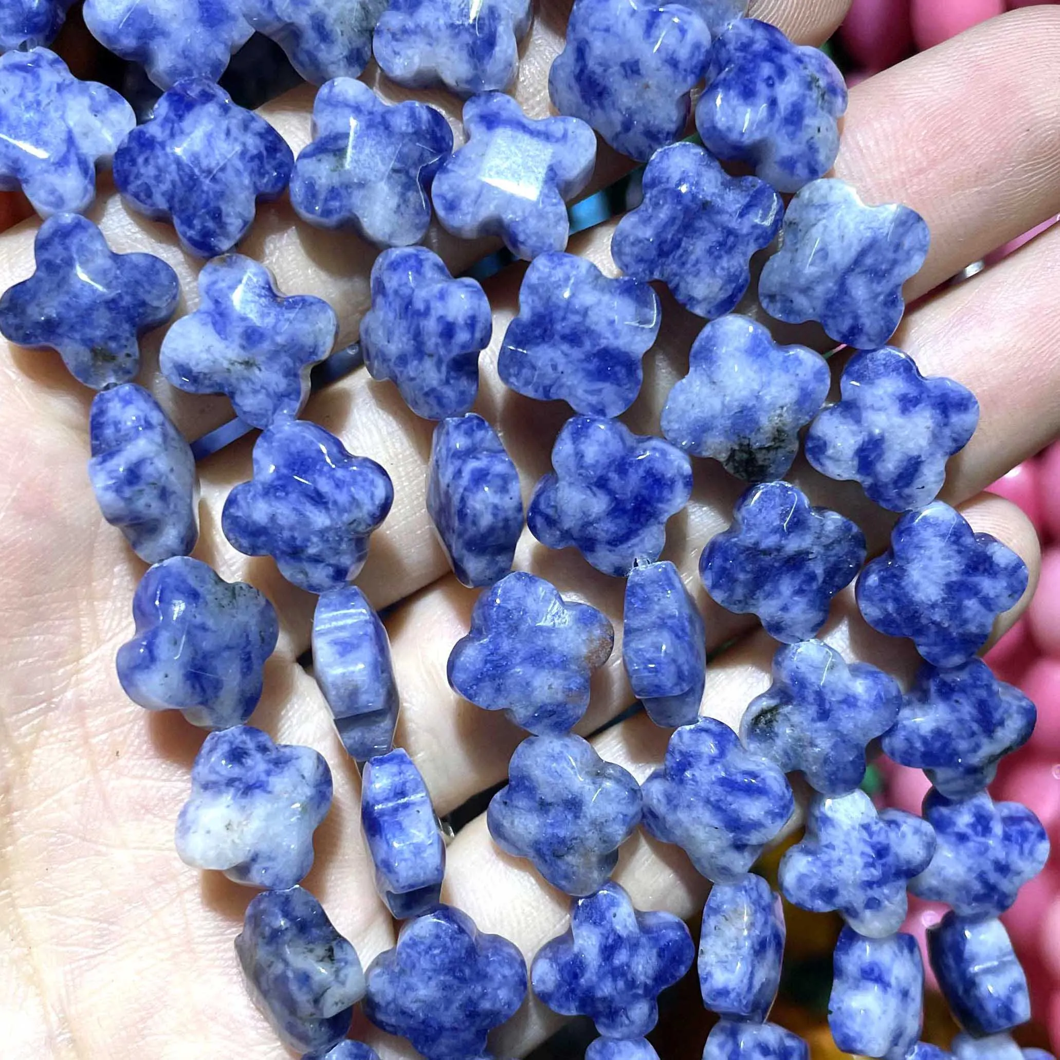 Faceted Natural Clover Tiger Eye Agates Chalcedony Quartz Stone Spacer Loose Beads Pendants Handmade For Charm Jewelry Making