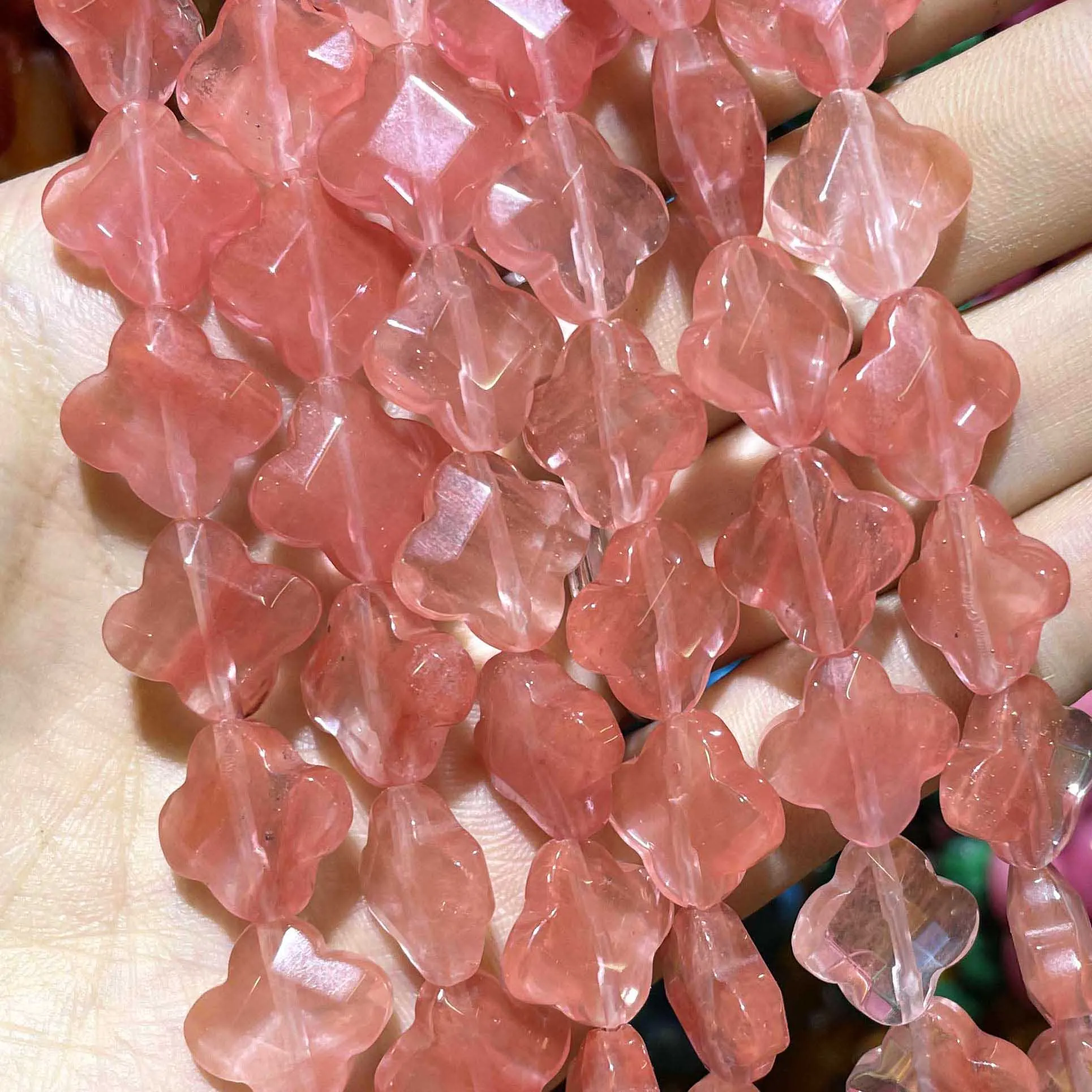 Faceted Natural Clover Tiger Eye Agates Chalcedony Quartz Stone Spacer Loose Beads Pendants Handmade For Charm Jewelry Making