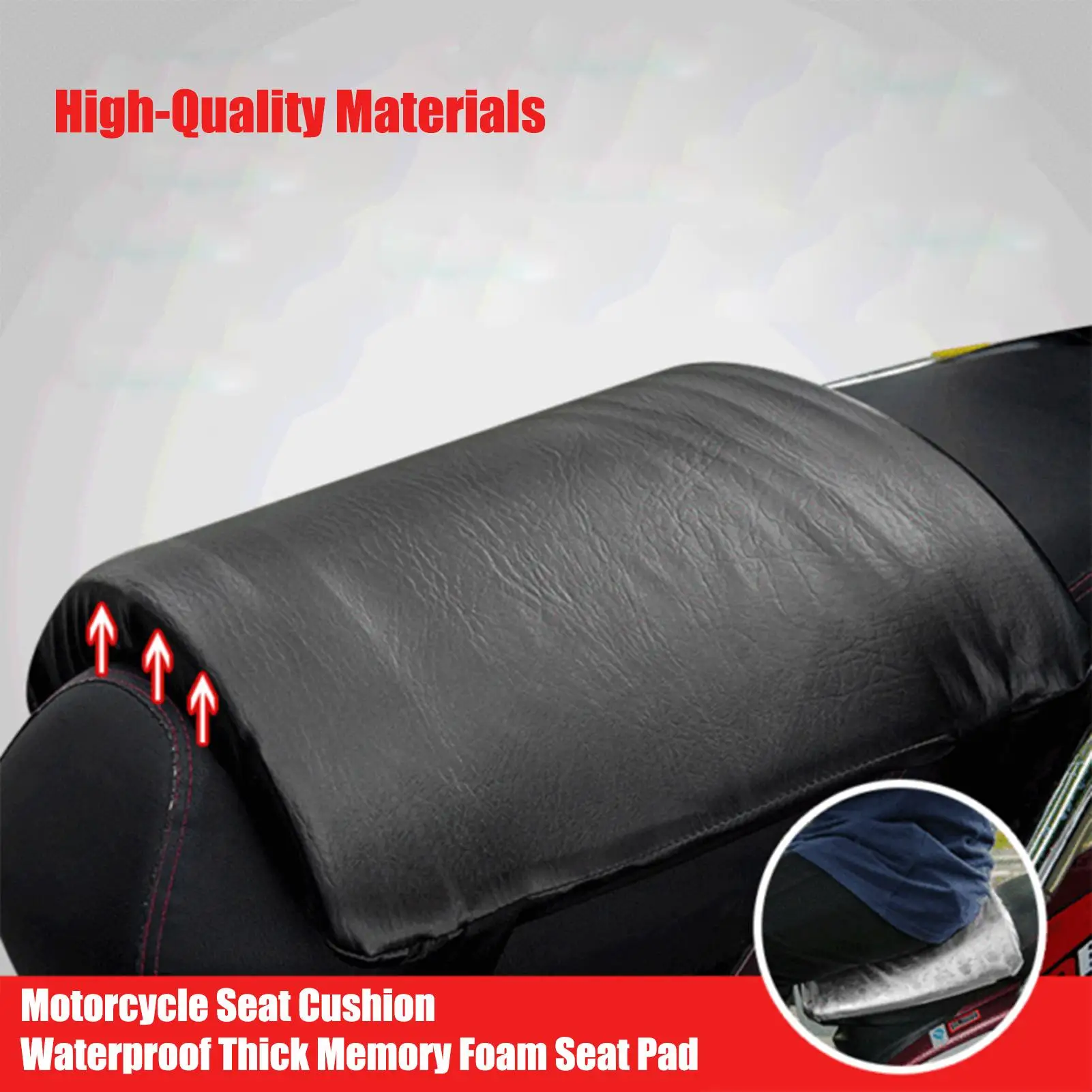 41*34*4cm Motorcycle Seat Cushion Waterproof Thick Memory Foam Seat Pad Comfortable Motorbike Seat Mat,cruisers Travel Cushions