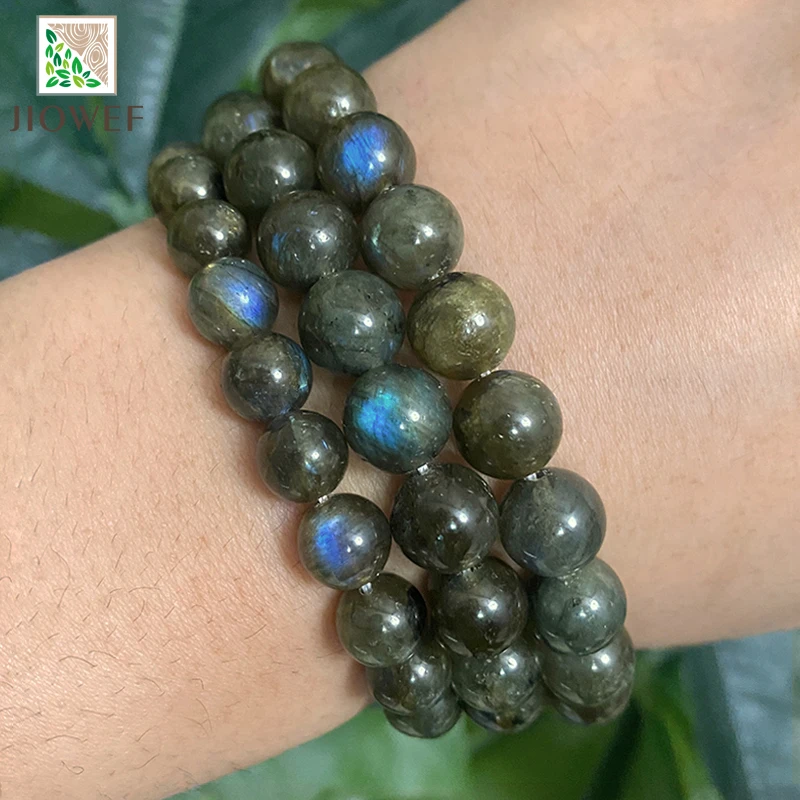 Smooth Natural Green Labradorite Round Loose Beads For Making Jewelry DIY Bracelet Ear Studs Accessories 15'' Inch 4/6/8/10/12mm