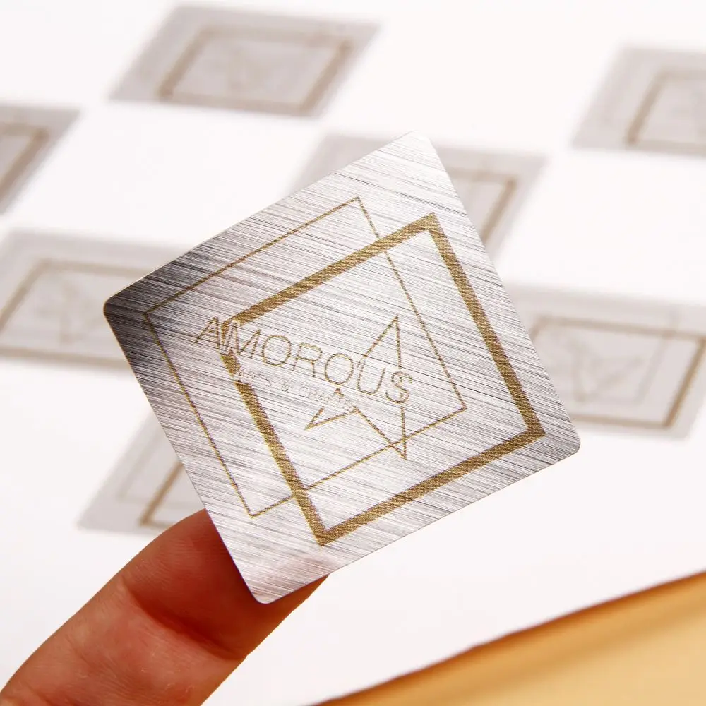 100pcs Custom Holographic Sticker Labels, Bright Silver, Gold Personalized Sticker Logo Thank You Label