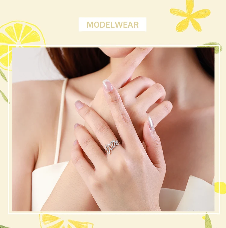 Ailmay Fashion 925 Sterling Silver Clear Zircon Romantic LOVE Finger Ring For Women Wedding Statement Fine Silver Jewelry