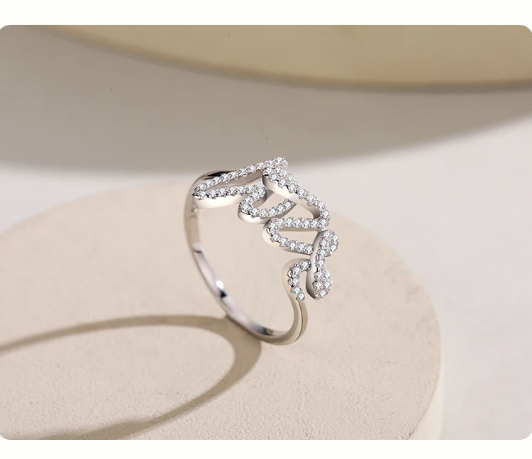 Ailmay Fashion 925 Sterling Silver Clear Zircon Romantic LOVE Finger Ring For Women Wedding Statement Fine Silver Jewelry