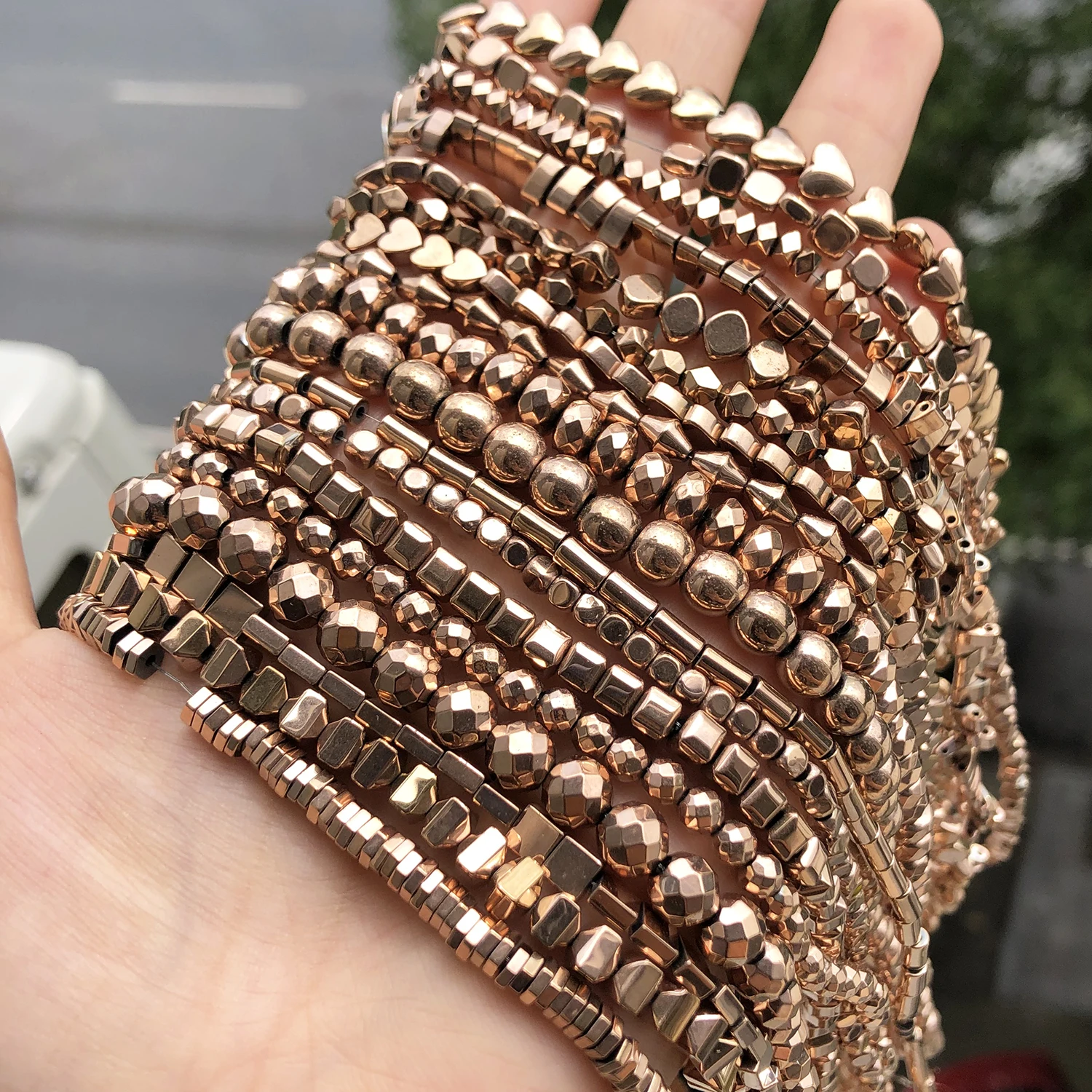 Color Retention Rose Gold Plated Hematite Beads Natural Rondelle Beads For Jewelry Making DIY Charms Bracelet Accessories 15''