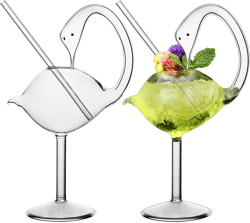Creative Cocktail Glass - Porcupine Fish/Swan/Rose/Octopus/Bird Design Cocktail Glass, Novelty Drink Cup for KTV Bar Night Party