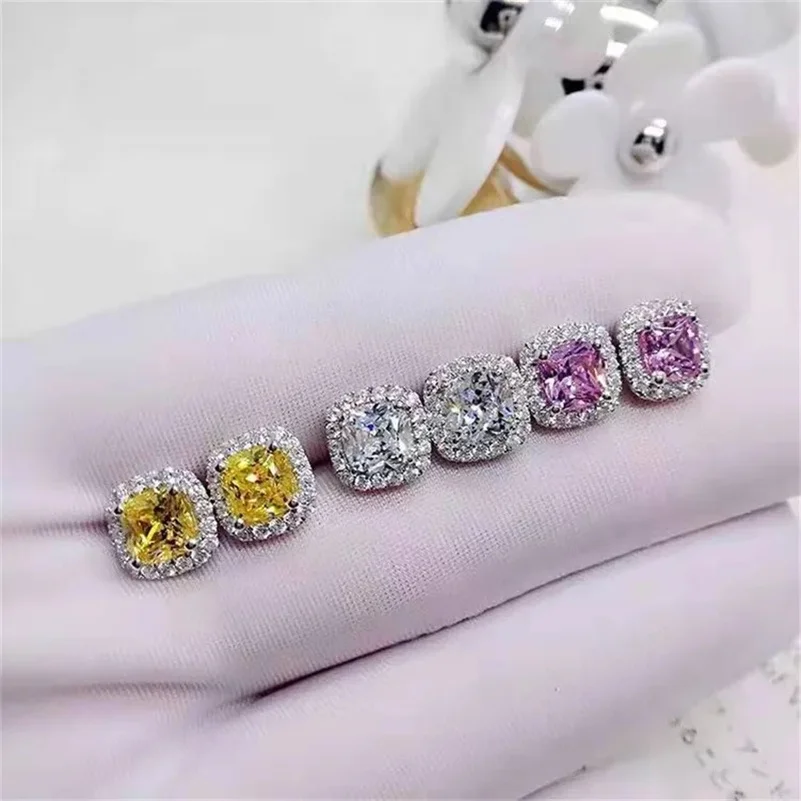 CC Ladies Stud Earrings S925 Silver Needle Yellow CZ Diamant Luxury Fashion Jewelry Party Accessories Ears Brincos CCE643
