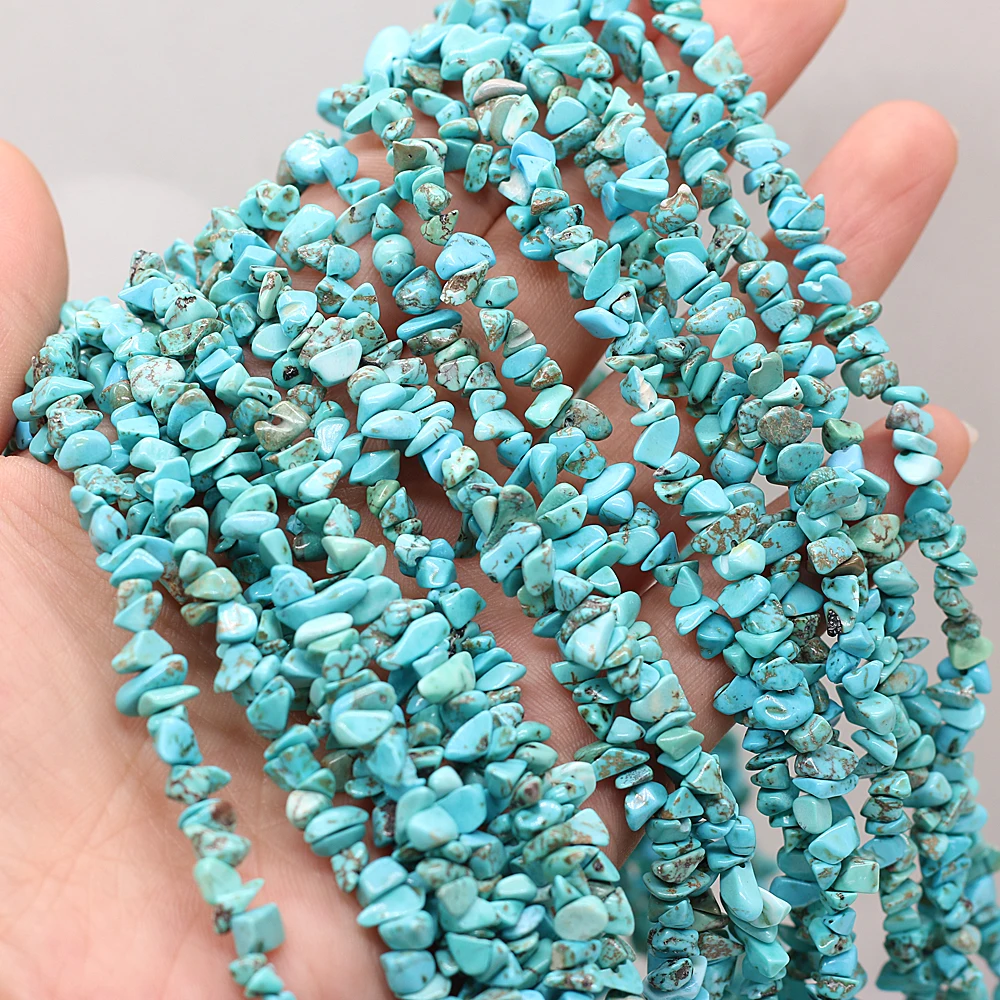40cm Natural Blue Turquoises Stone Irregular Chips Gravel Loose Beads for Women Bracelet Jewelry Accessories Size 3x5-4x6mm