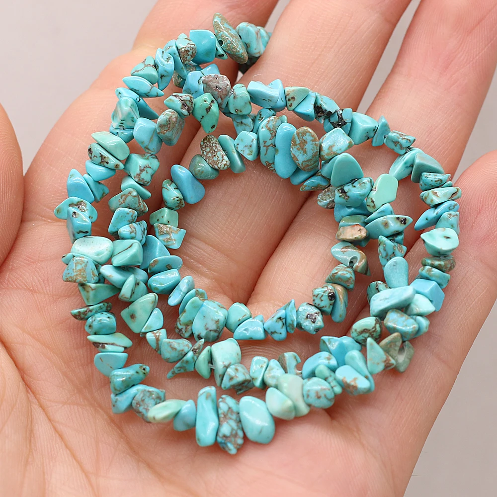 40cm Natural Blue Turquoises Stone Irregular Chips Gravel Loose Beads for Women Bracelet Jewelry Accessories Size 3x5-4x6mm