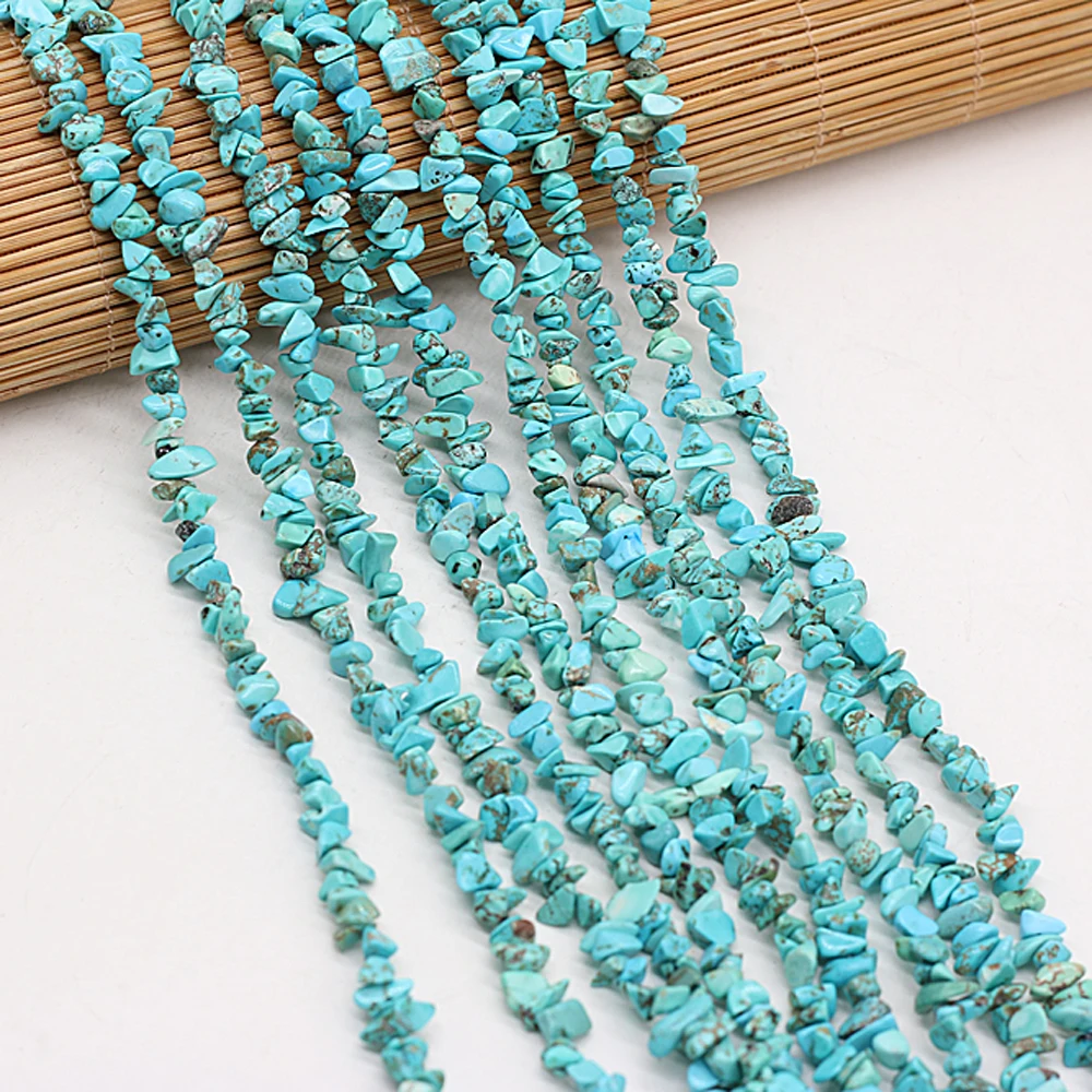 40cm Natural Blue Turquoises Stone Irregular Chips Gravel Loose Beads for Women Bracelet Jewelry Accessories Size 3x5-4x6mm