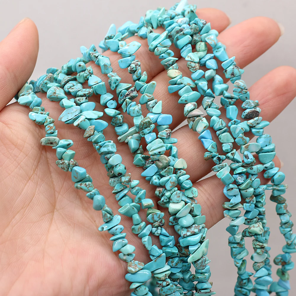 40cm Natural Blue Turquoises Stone Irregular Chips Gravel Loose Beads for Women Bracelet Jewelry Accessories Size 3x5-4x6mm