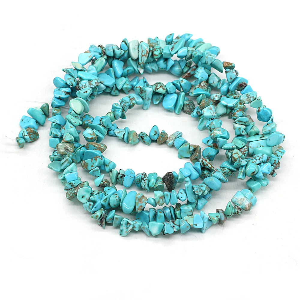 40cm Natural Blue Turquoises Stone Irregular Chips Gravel Loose Beads for Women Bracelet Jewelry Accessories Size 3x5-4x6mm