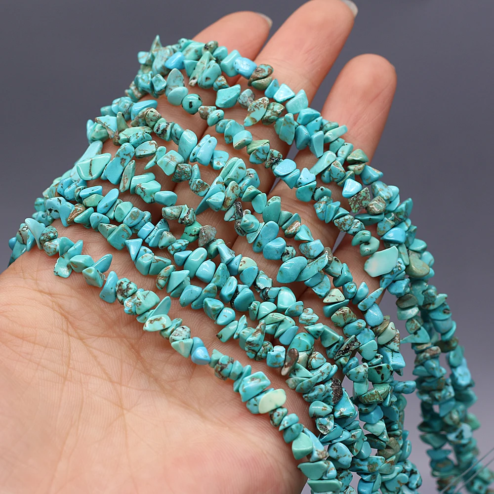 40cm Natural Blue Turquoises Stone Irregular Chips Gravel Loose Beads for Women Bracelet Jewelry Accessories Size 3x5-4x6mm