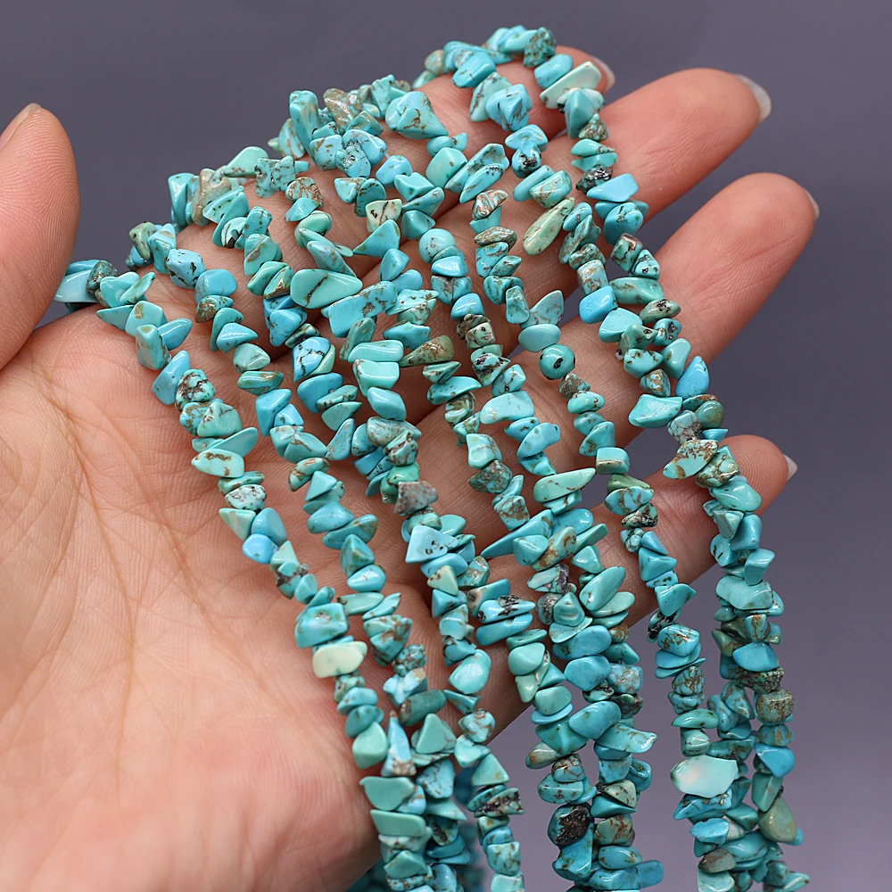 40cm Natural Blue Turquoises Stone Irregular Chips Gravel Loose Beads for Women Bracelet Jewelry Accessories Size 3x5-4x6mm