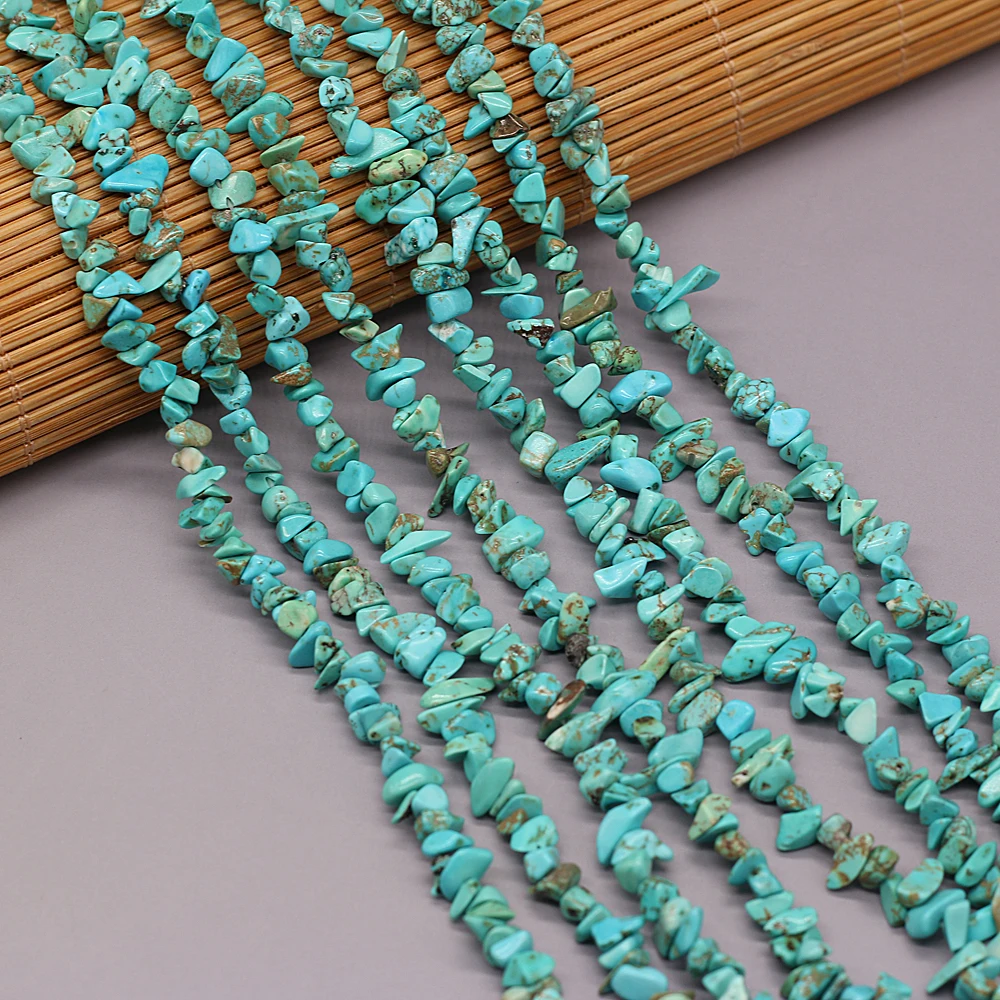 40cm Natural Blue Turquoises Stone Irregular Chips Gravel Loose Beads for Women Bracelet Jewelry Accessories Size 3x5-4x6mm