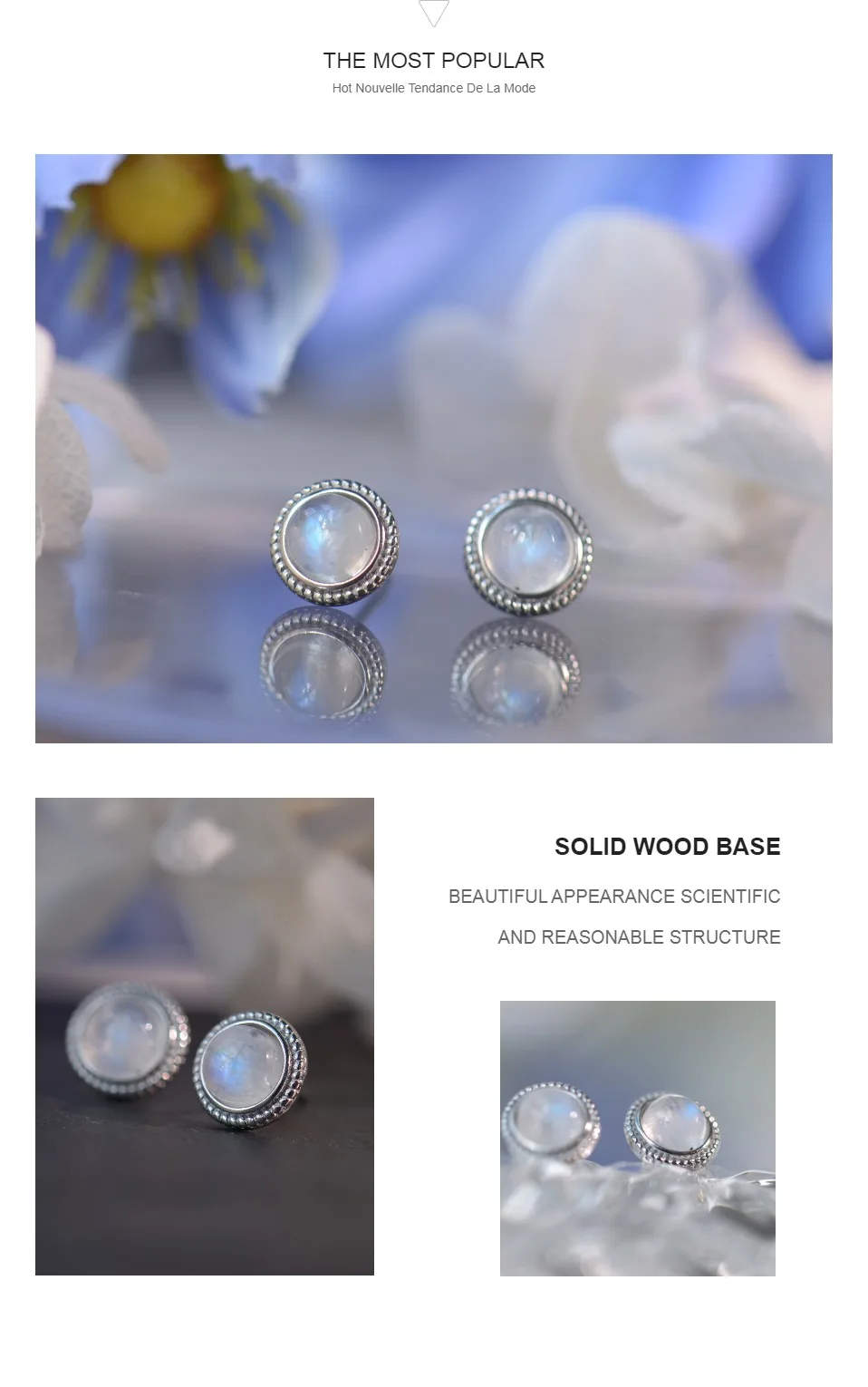 ITSMOS Natural Moonstone 0.84inch Earrings Round Twist Lace S925 Silver Studs Retro Elegant Roman Style for Women Girls Gift