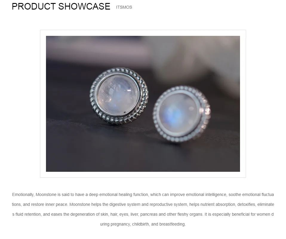 ITSMOS Natural Moonstone 0.84inch Earrings Round Twist Lace S925 Silver Studs Retro Elegant Roman Style for Women Girls Gift